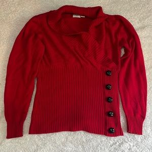 Cato’s 14/16 red scoop neck sweater with buttons down the front